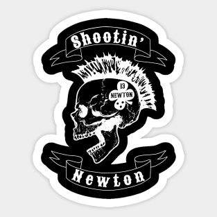 Shootin’ Newton (White Skull) Sticker